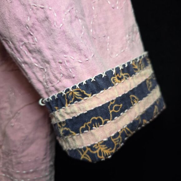 Vtg 70s Reversible Indian Cotton Toggle Jacket/Coat with Leaf Print - Picture 10 of 10